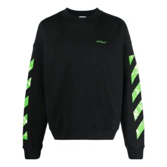 Sweat-shirt en coton à rayures diagonales « Noir »