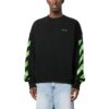 Sweat-shirt en coton à rayures diagonales « Noir »