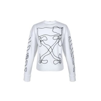 Sweat-shirt à manches longues avec motif abstrait de flèches, blanc