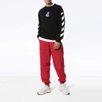 Sweat-shirt slim pour homme à rayures et logo Thermo
