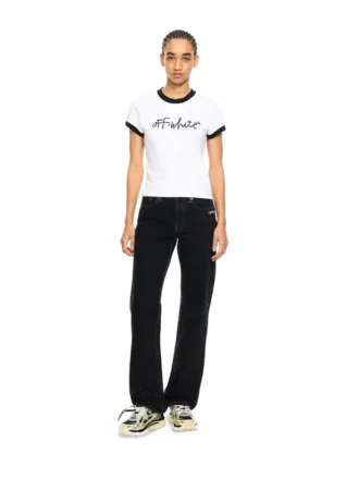 T-shirt ajusté avec logo brodé en lettres cursives
