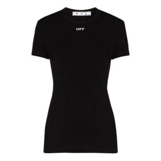 T-shirt ajusté avec logo Off-White appliqué, noir