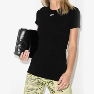 T-shirt ajusté avec logo Off-White appliqué, noir