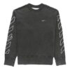 T-shirt ample à col rond noir avec logo rayé brodé
