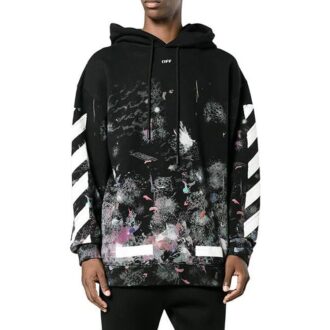 T-shirt ample en coton noir à rayures diagonales imprimées Off-White pour homme