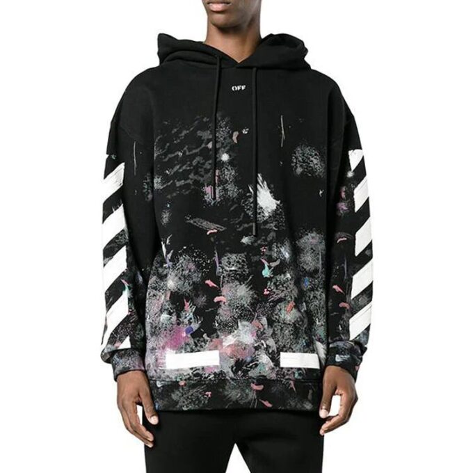 T-shirt ample en coton noir à rayures diagonales imprimées Off-White pour homme