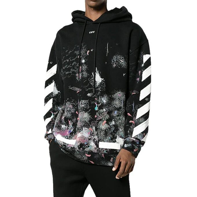 T-shirt ample en coton noir à rayures diagonales imprimées Off-White pour homme