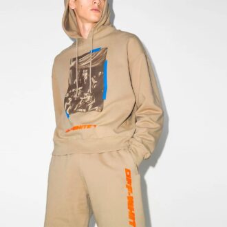 T-shirt ample kaki imprimé lettres pour homme Off-White