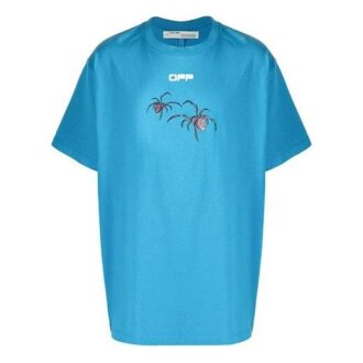 T-shirt ample à manches courtes avec imprimé flèches arachnéennes, bleu