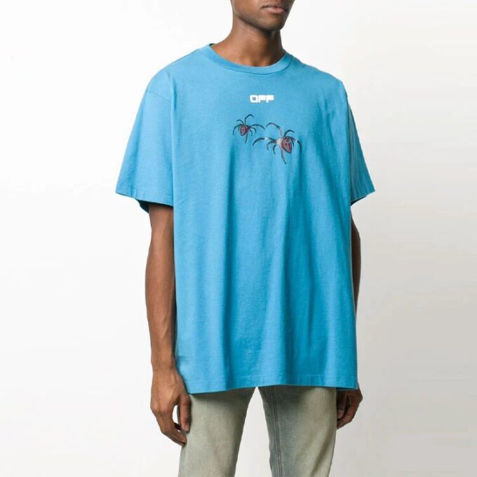 T-shirt ample à manches courtes avec imprimé flèches arachnéennes, bleu