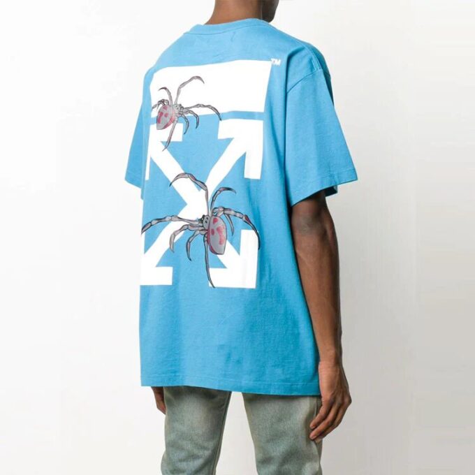 T-shirt ample à manches courtes avec imprimé flèches arachnéennes, bleu