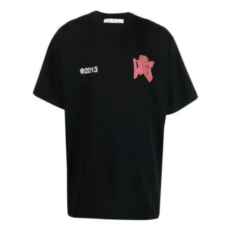 T-shirt ample à manches courtes avec logo alphabétique imprimé, noir, collection SS21