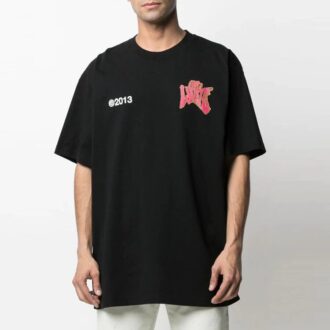 T-shirt ample à manches courtes avec logo alphabétique imprimé, noir, collection SS21