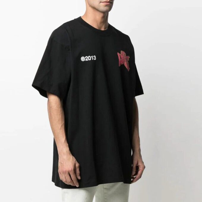 T-shirt ample à manches courtes avec logo alphabétique imprimé, noir, collection SS21