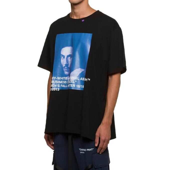 T-shirt ample à manches courtes en coton imprimé Bernini Oversize Noir