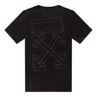 T-shirt ample à manches courtes Off-White pour homme, c/o Distress, noir et gris, avec motif 3D de flèche