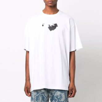 T-shirt blanc ample à col rond et imprimé Arrows Off-White pour homme FW21