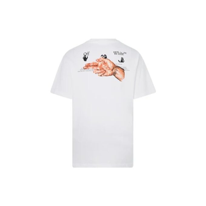T-shirt blanc ample à col rond et manches courtes avec imprimé de peinture FW21