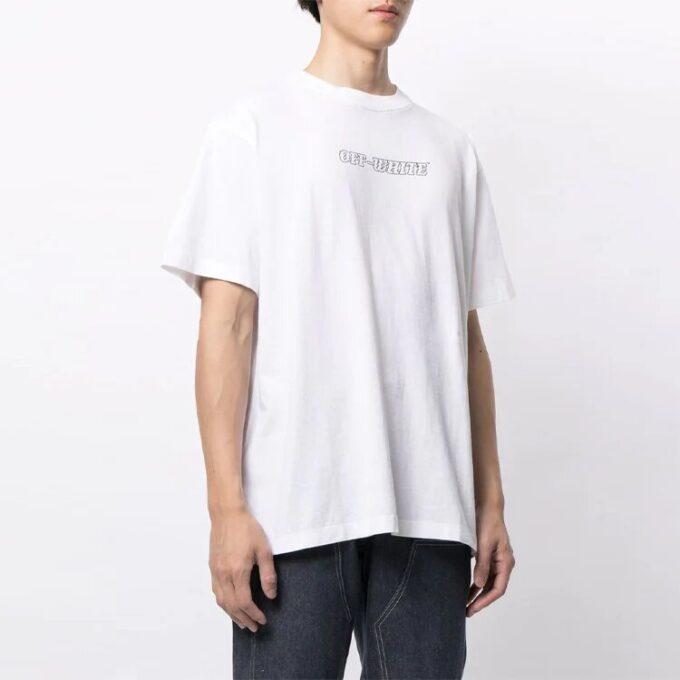 T-shirt blanc ample à col rond et manches courtes avec imprimé de peinture FW21