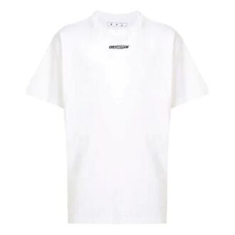 T-shirt blanc ample à manches courtes et col rond Off-White pour homme, avec logo graffiti