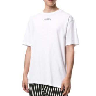 T-shirt blanc ample à manches courtes et col rond Off-White pour homme, avec logo graffiti