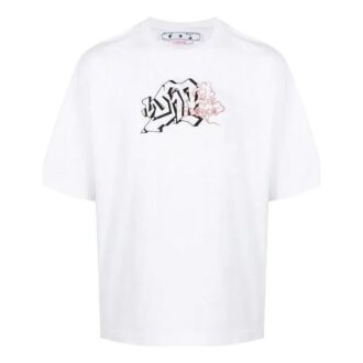 T-shirt blanc ample à manches courtes et col rond Off-White pour homme, collection automne-hiver 2022, avec logo imprimé