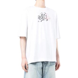 T-shirt blanc ample à manches courtes et col rond Off-White pour homme, collection automne-hiver 2022, avec logo imprimé