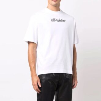 T-shirt blanc ample à manches courtes et logo imprimé Off-White pour homme