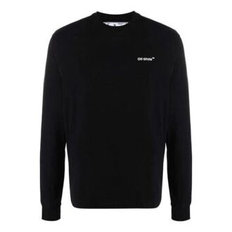 T-shirt blanc cassé pour homme SS22 Caravaggio à manches longues et coupe ample, imprimé flèches et lettres, noir