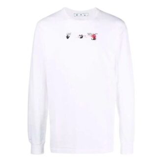 T-shirt blanc classique à manches longues Off-White pour homme avec imprimé Arrows