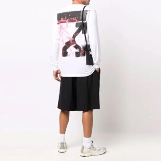 T-shirt blanc classique à manches longues Off-White pour homme avec imprimé Arrows