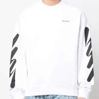 T-shirt blanc à col rond avec logo imprimé pour homme Off-White