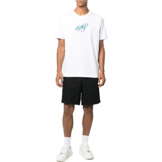 T-shirt blanc à col rond et manches courtes brodé Off-White pour homme, collection SS22