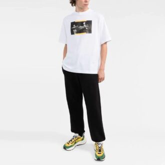 T-shirt blanc à col rond et manches courtes Off-White pour homme, collection FW21, imprimé Caravaggio, coupe ajustée