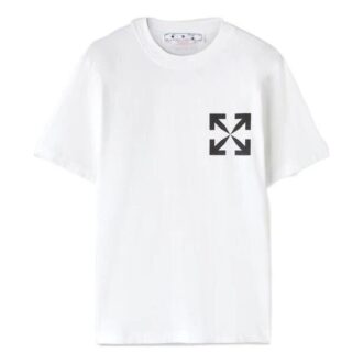T-shirt blanc à col rond et manches courtes Off-White pour homme FW22, imprimé Diagonal Arrow