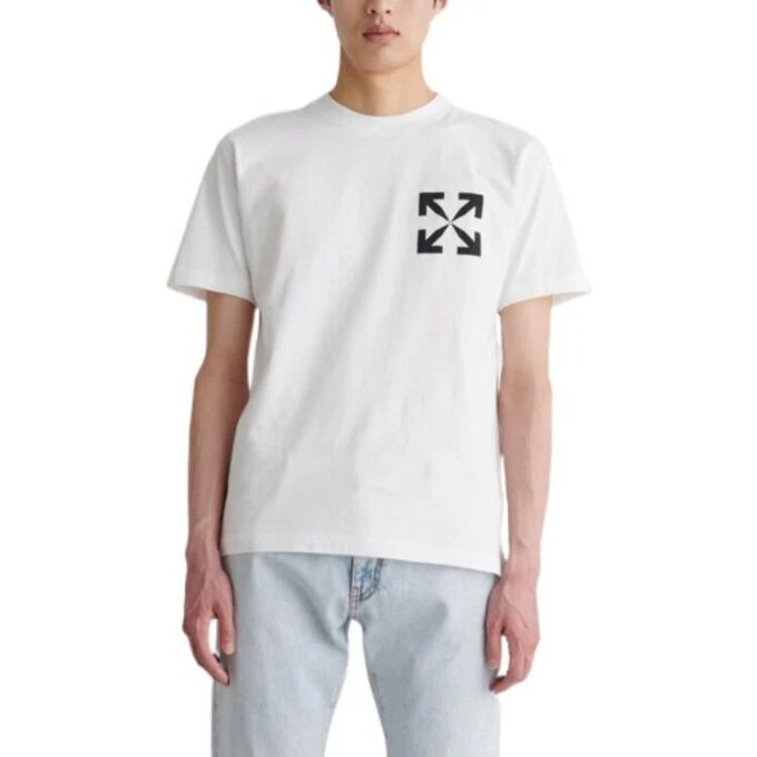 T-shirt blanc à col rond et manches courtes Off-White pour homme FW22, imprimé Diagonal Arrow