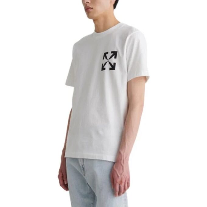 T-shirt blanc à col rond et manches courtes Off-White pour homme FW22, imprimé Diagonal Arrow