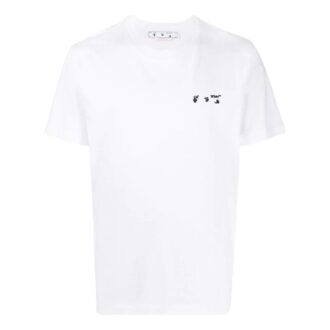 T-shirt blanc à col rond et manches courtes Off-White pour homme FW22, imprimé logo alphabétique unie