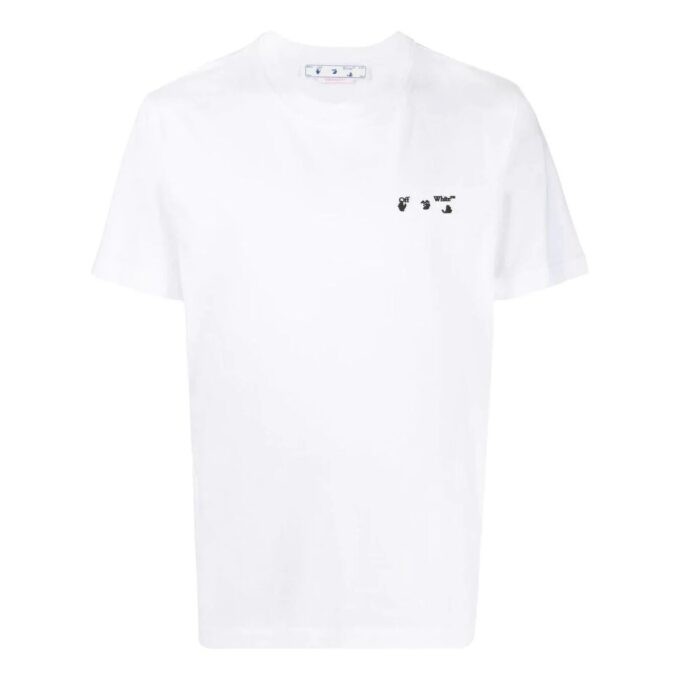 T-shirt blanc à col rond et manches courtes Off-White pour homme FW22, imprimé logo alphabétique unie