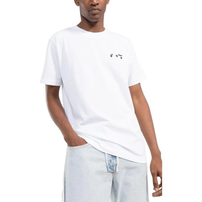 T-shirt blanc à col rond et manches courtes Off-White pour homme FW22, imprimé logo alphabétique unie