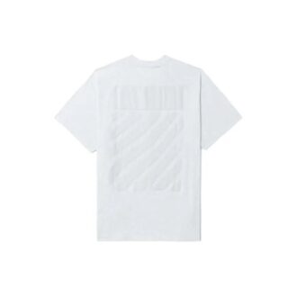 T-shirt blanc à col rond et manches courtes Off-White pour homme FW22, imprimé rayé dans le dos