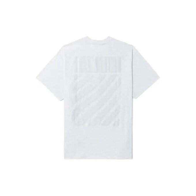 T-shirt blanc à col rond et manches courtes Off-White pour homme FW22, imprimé rayé dans le dos