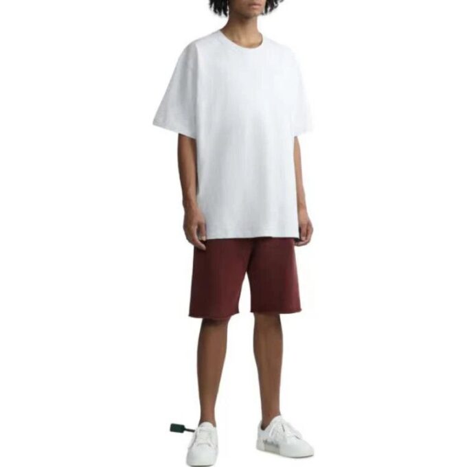 T-shirt blanc à col rond et manches courtes Off-White pour homme FW22, imprimé rayé dans le dos