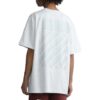 T-shirt blanc à col rond et manches courtes Off-White pour homme FW22, imprimé rayé dans le dos