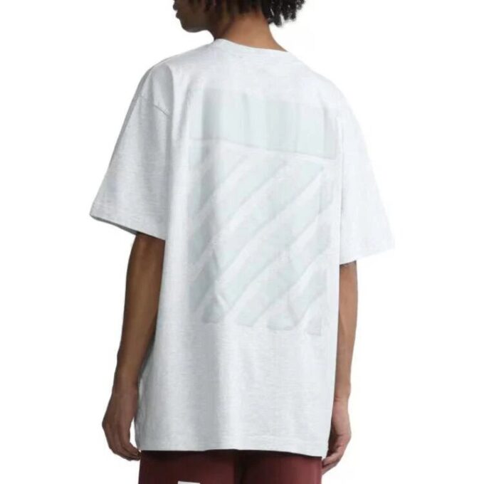 T-shirt blanc à col rond et manches courtes Off-White pour homme FW22, imprimé rayé dans le dos