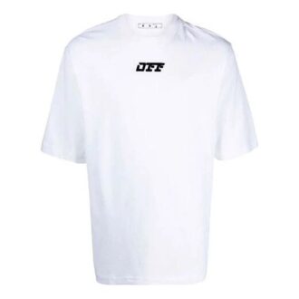 T-shirt blanc à col rond et manches courtes pour homme Off-White FW21, coupe ample, avec logo