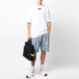T-shirt blanc à col rond et manches courtes pour homme Off-White FW21, coupe ample, avec logo
