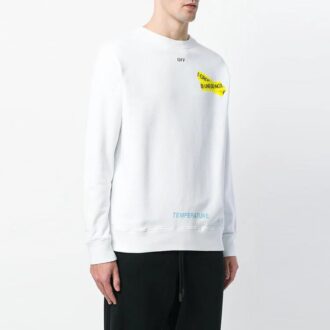 T-shirt blanc à col rond et manches longues avec imprimé et bretelles en caoutchouc pour homme Off-White