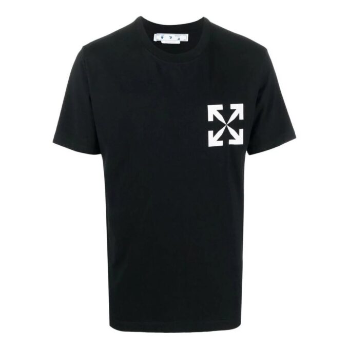 T-shirt blanc à col rond et shorts Off-White pour homme, collection printemps-été 2022, version unie avec logo flèche