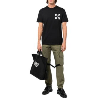 T-shirt blanc à col rond et shorts Off-White pour homme, collection printemps-été 2022, version unie avec logo flèche